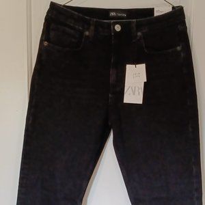 Zara Denim Jeans Pants Womens Size 8 Black Skinny Leg High Rise